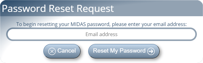 Reset MIDAS Password Dialog