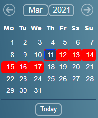 The Main Navigation Calendar in MIDAS