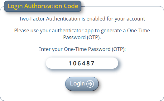 2FA Login Authorization Code